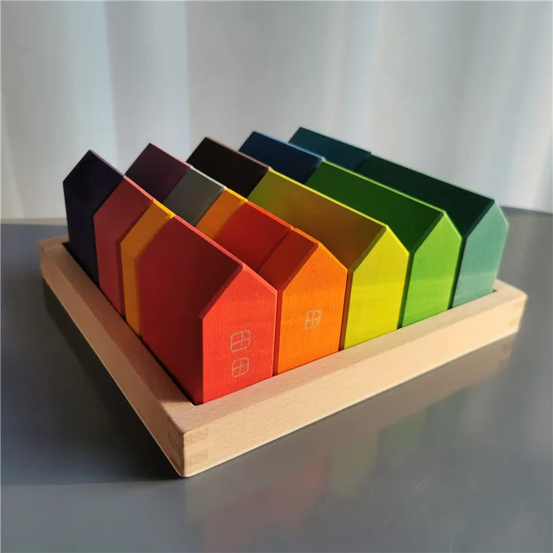 Jouets Bois Montessori Arc En Ciel Formes Empilables Tilleul Colorés Pour Développement Sensoriel Et Motricité by LSDLBoutique.ch
