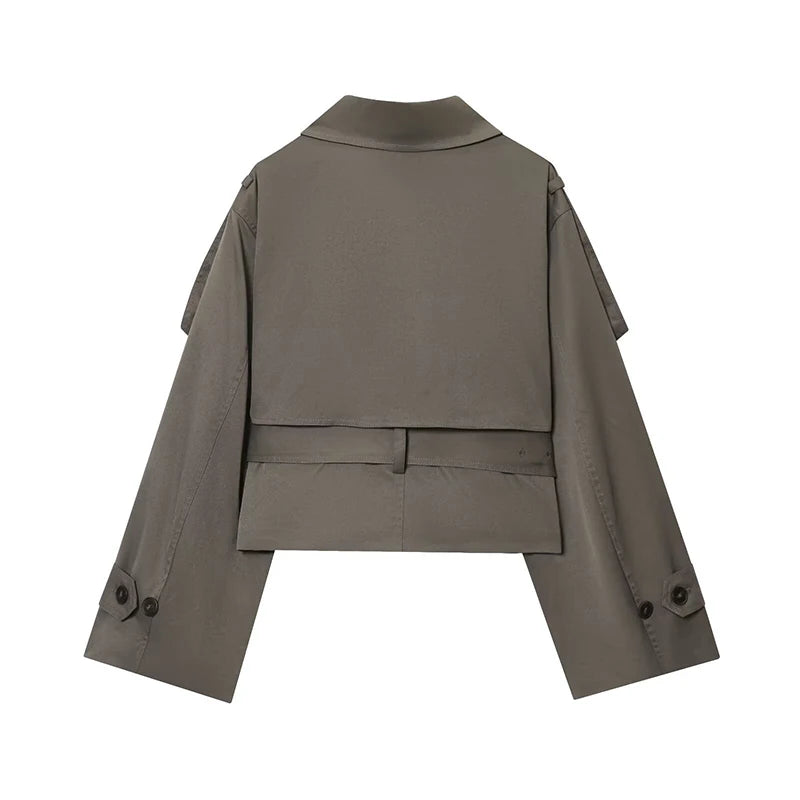 Nonen Veste Pilote Femme Polyester Marron Fermeture Éclair Revers Ample