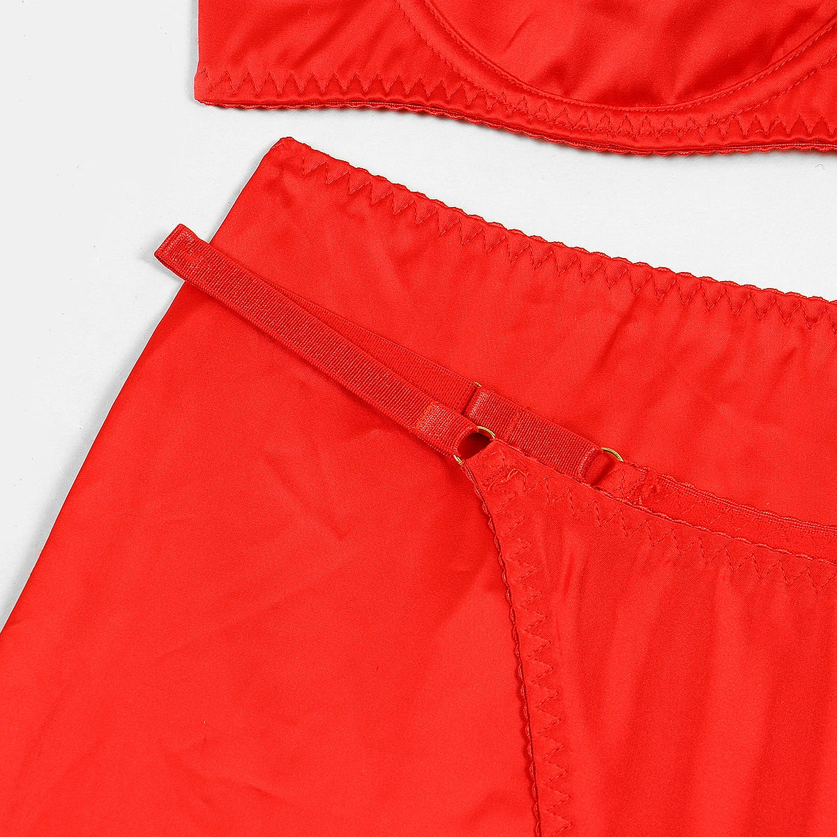 Ellolace Ensemble Lingerie Soutien Gorge Croisé Push Up Dentelle Rouge