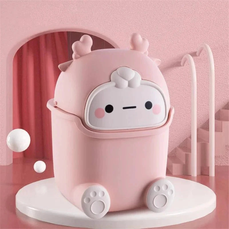 Poubelle Mini Dessin Animé Rose Kawaii Bureau Enfant