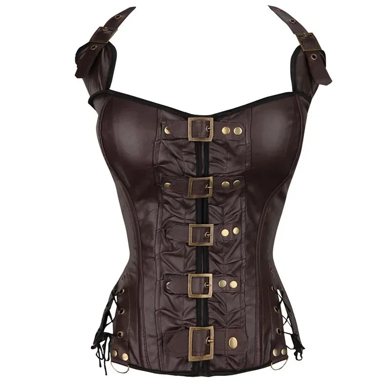 Corselet simili cuir dos-nu steampunk – Style gothique punk