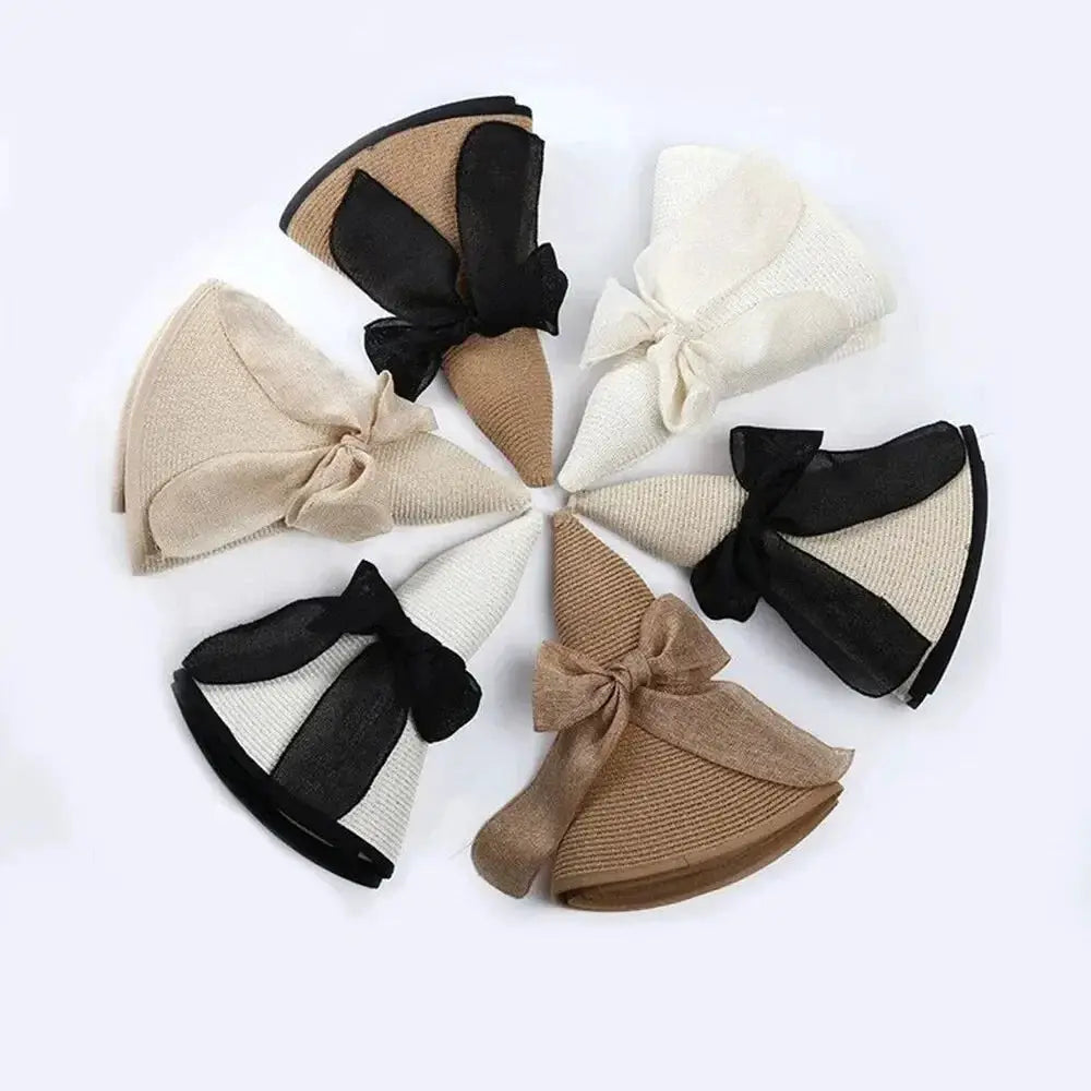 Chapeau de plage en paille à grand bord et nœud décoratif - LSDLBoutique