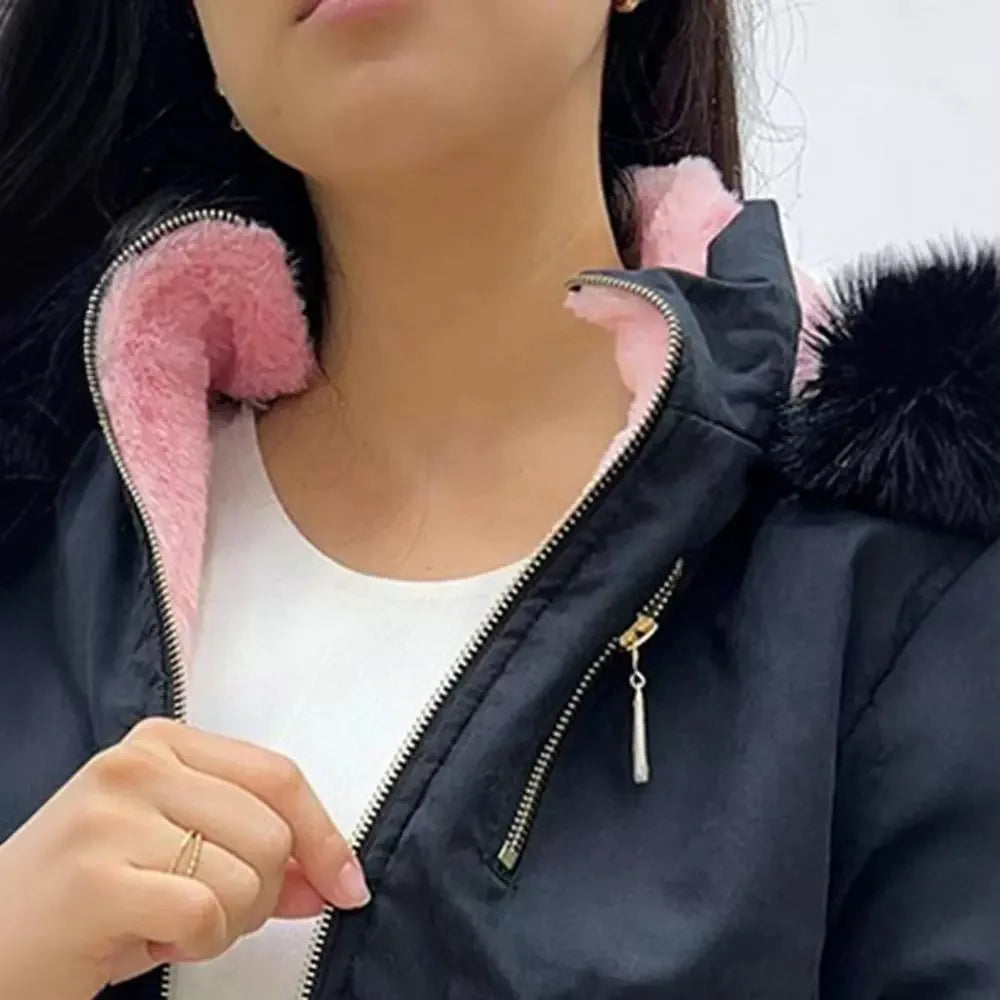 RANM Veste À Capuche Femme Polyester Rose Doublée Polaire