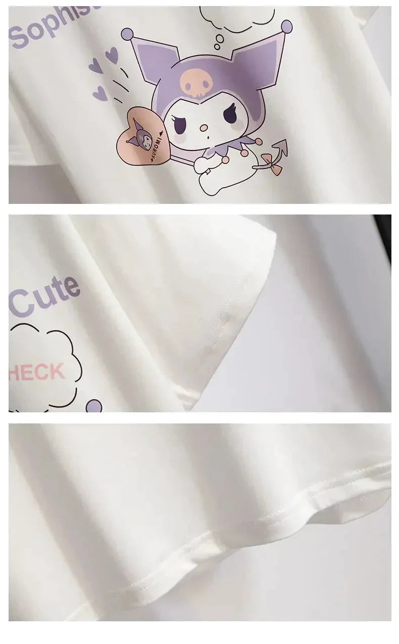 Ensemble cosplay Kuromi enfant – T-shirt et jupe violette