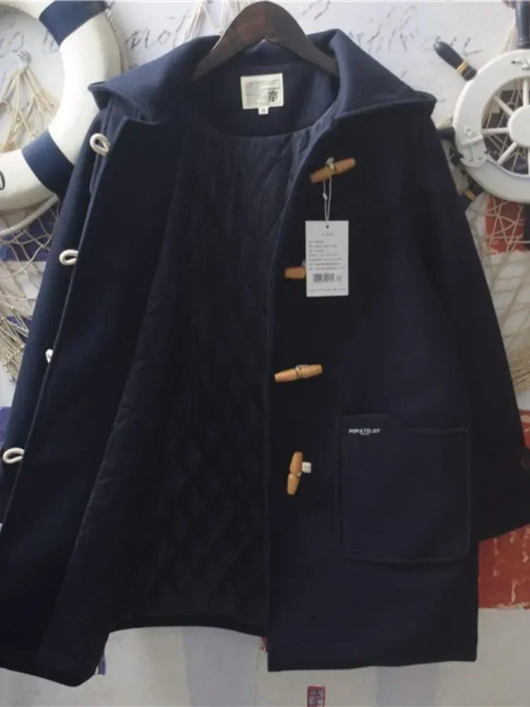 Harajuku Veste Tweed Coton Capuche Doux Pour Fille