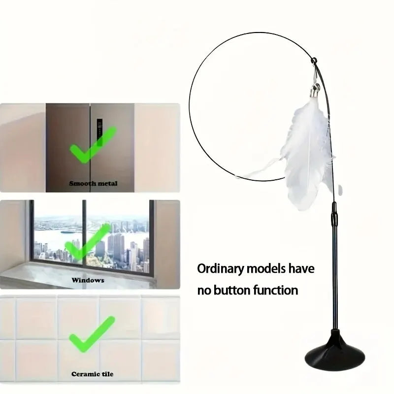 Jouet Interactif Pour Chat Avec Baguette Plume Et Clochette Ventouse Sans Electricité Stimule L Instinct De Chasse by LSDLBoutique