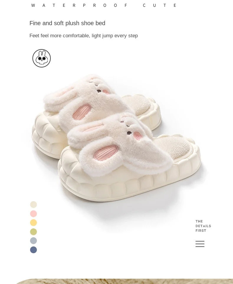 Mo Dou Pantoufles Imperméables en Peluche Unisexe Hiver