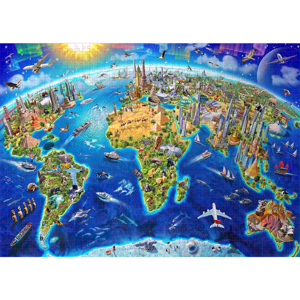 Songyi Puzzle 1000 Pièces Carte Monde Monuments Célèbres Pour Adultes Et Enfants À Partir De 14 Ans by LSDLBoutique.ch