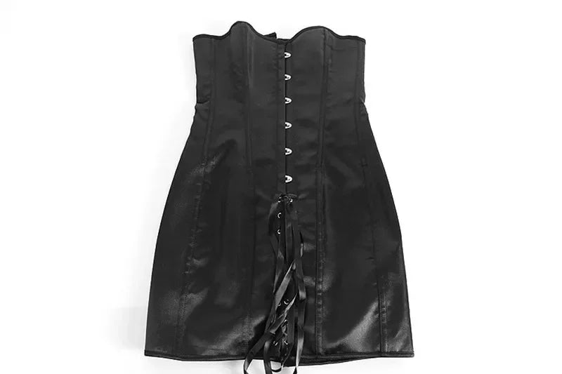 Corset overbust satiné à lacets style gothique – Grande taille
