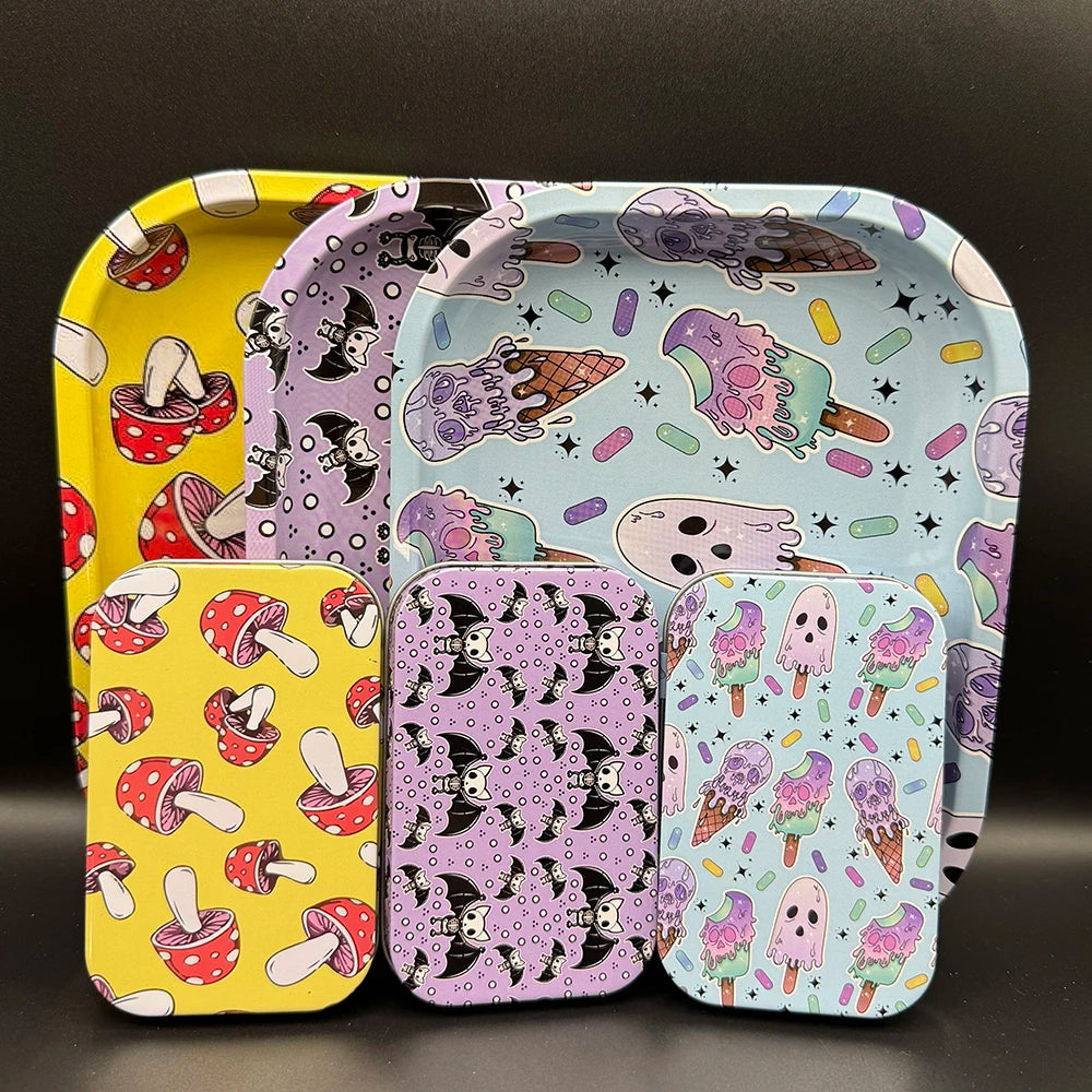 Plateau Roulant 18x14 cm En Fer Blanc Pour Tabac 2 Pièces