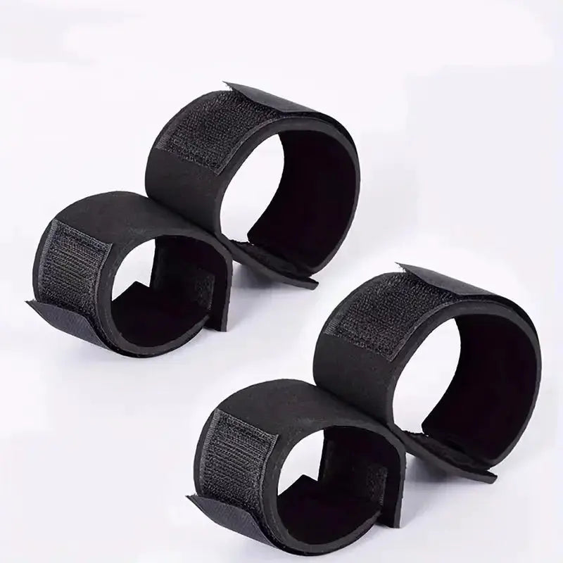 Ensemble d'accessoires bondage en nylon noirs, 4 bracelets réglables avec velcro