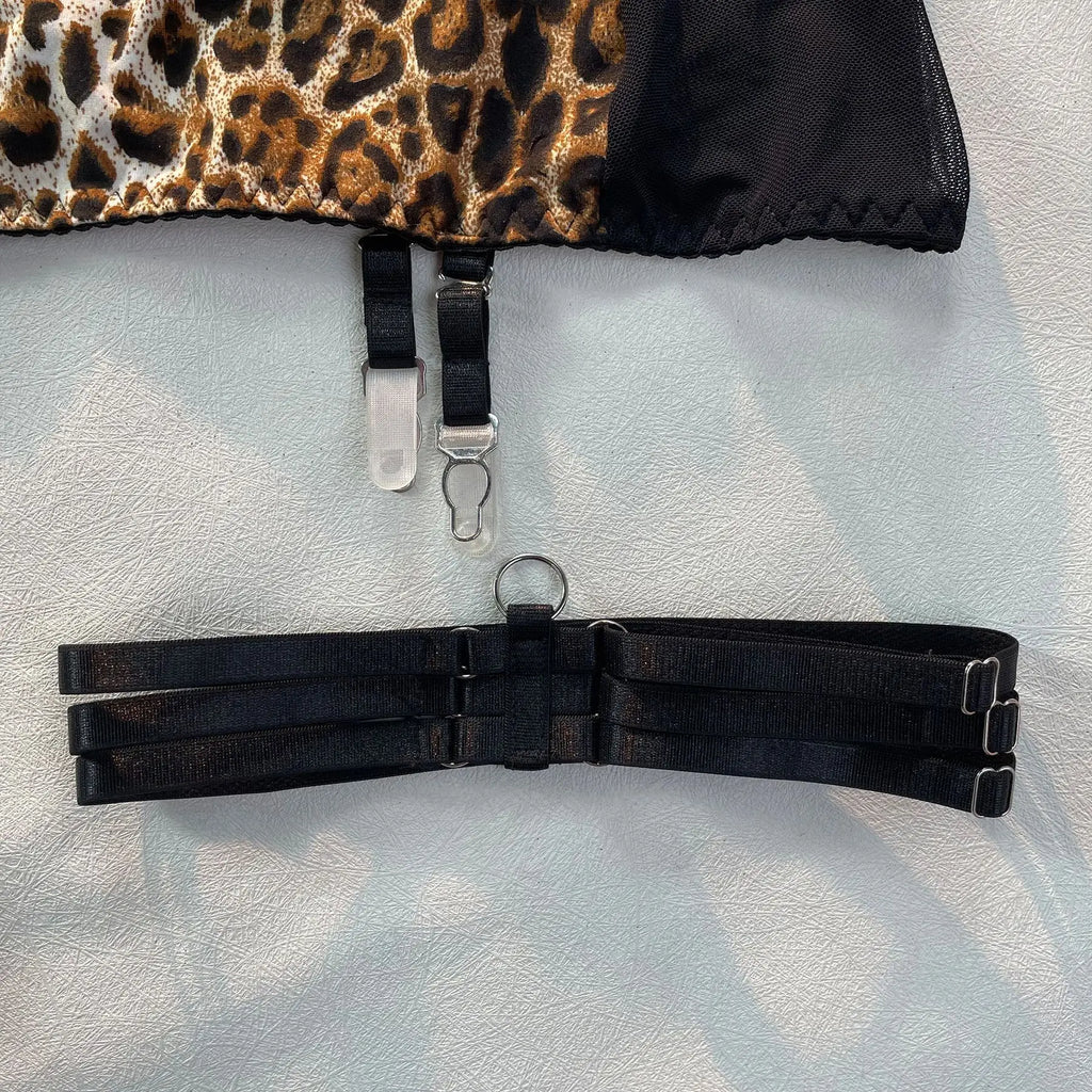 Ellolace Lingerie Satin Fin Dentelle Rouge 5Pièces