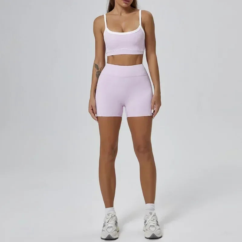 Peiresa Ensemble Yoga Sans Couture Rose Taille Haute