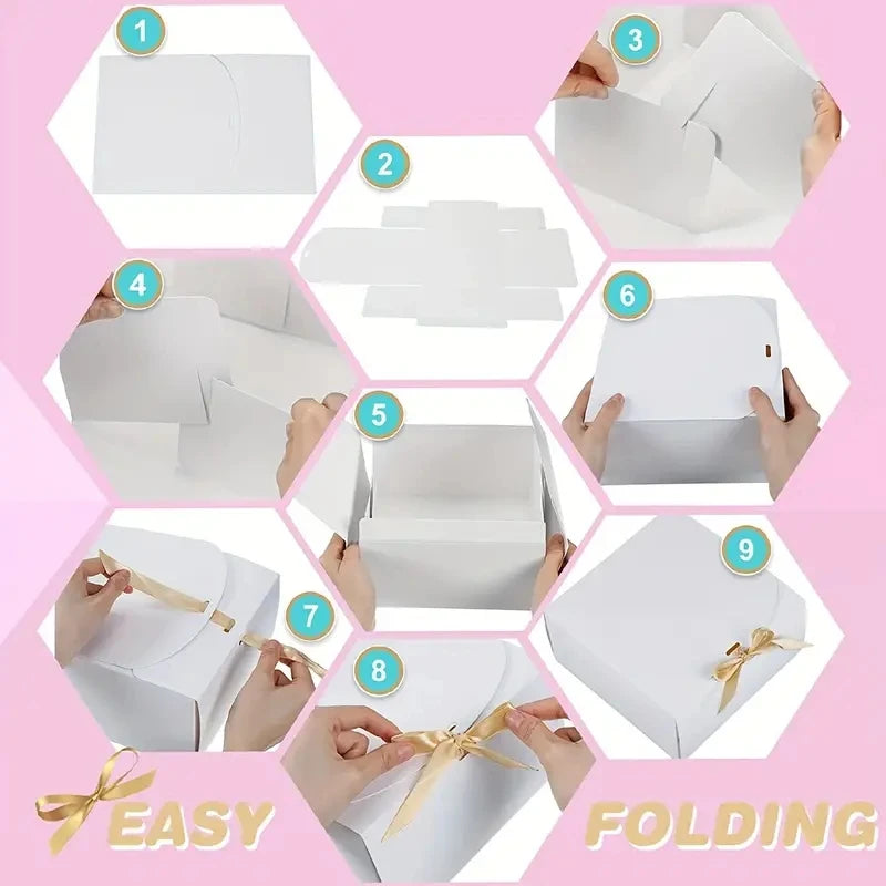 Grande Boîte En Carton Blanc Avec Nœud Lot De 3 Pièces