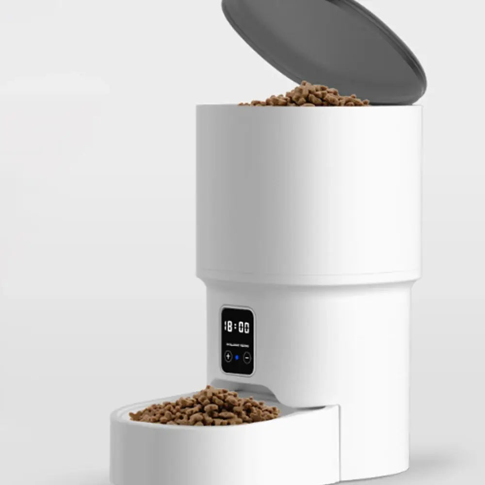 Distributeur de nourriture automatique pour animaux LSDLBoutique, 4L, corps blanc avec écran LCD