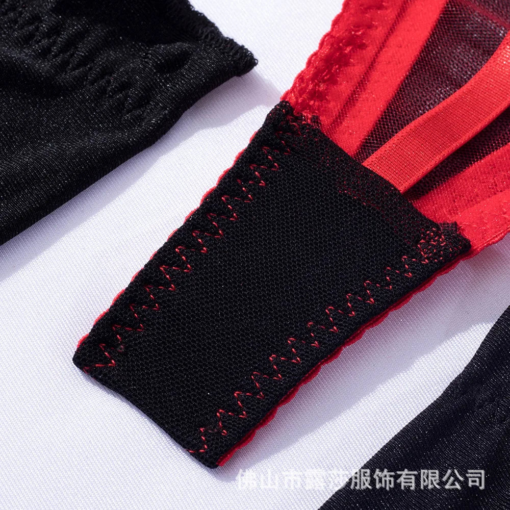 Léa's Secrets Red Paisley Lace Mesh Bodysuit Backless