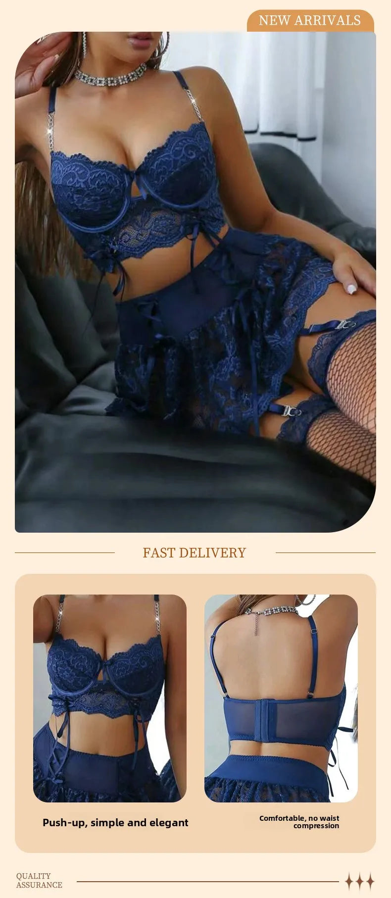 Les Secrets de Léa Body Dentelle Papillon Bleu Réglable