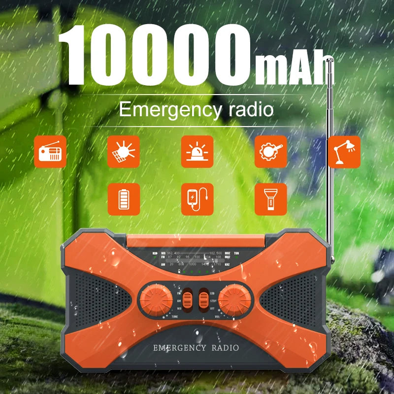 Radio Urgence Solaire 10000mAh AM FM SW LED Manivelle Recharge USB Portable Et Fiable by LSDLBoutique
