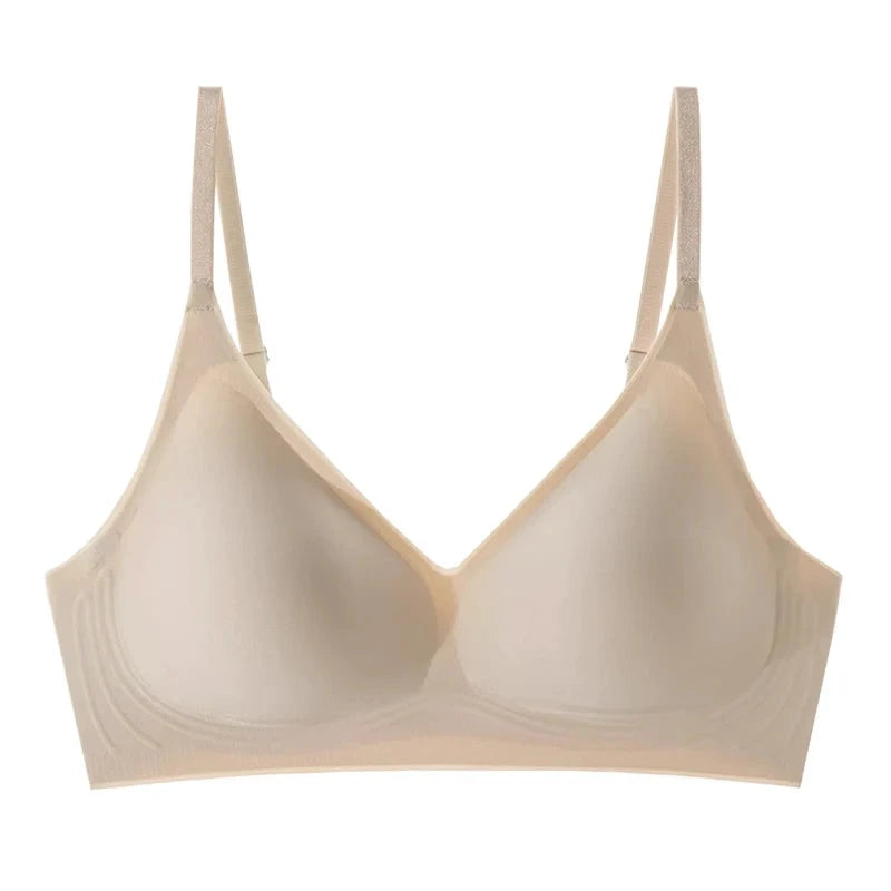 SuyaDream Soutien-Gorge Sans Couture 3/4 Tasses Beige Soie Doublure
