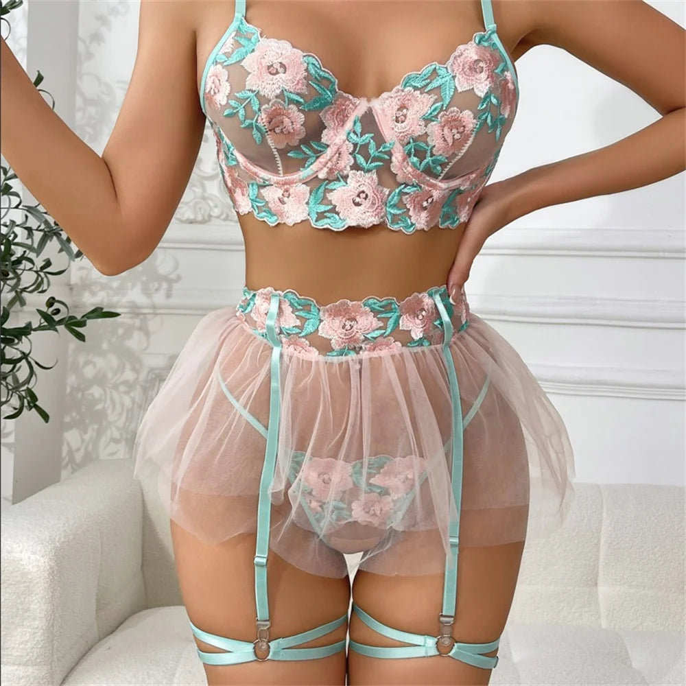 Les Secrets De Léa Lingerie Maille Transparente Taille Plus Neon Floral