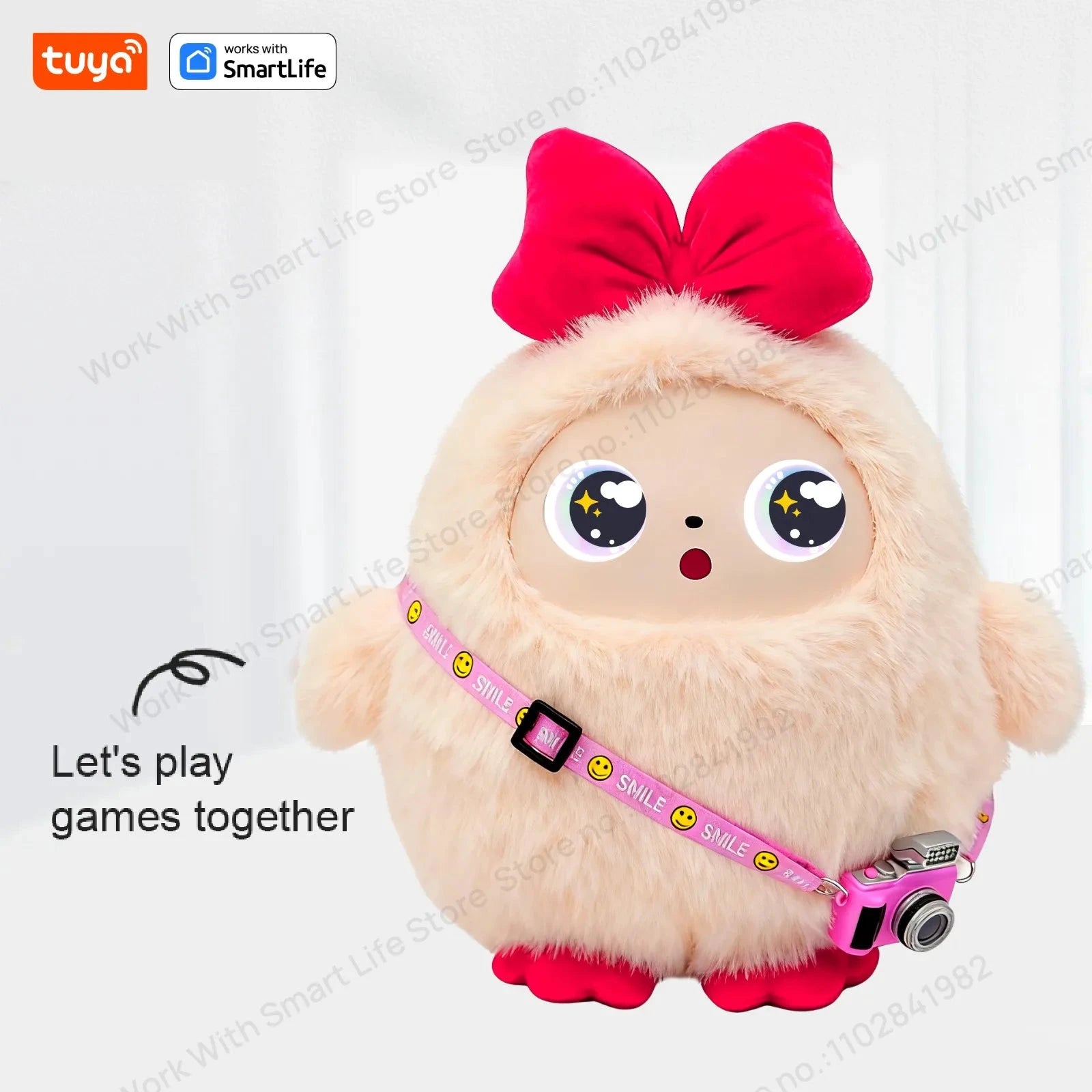 BOBO Gris Robot Peluche AI Yeux LED Commande Vocale USB