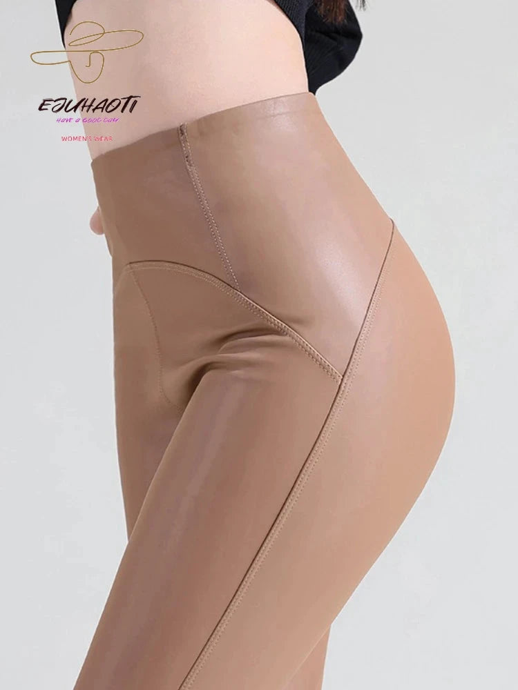 Leggings Cuir PU Noir Taille Haute Serpent