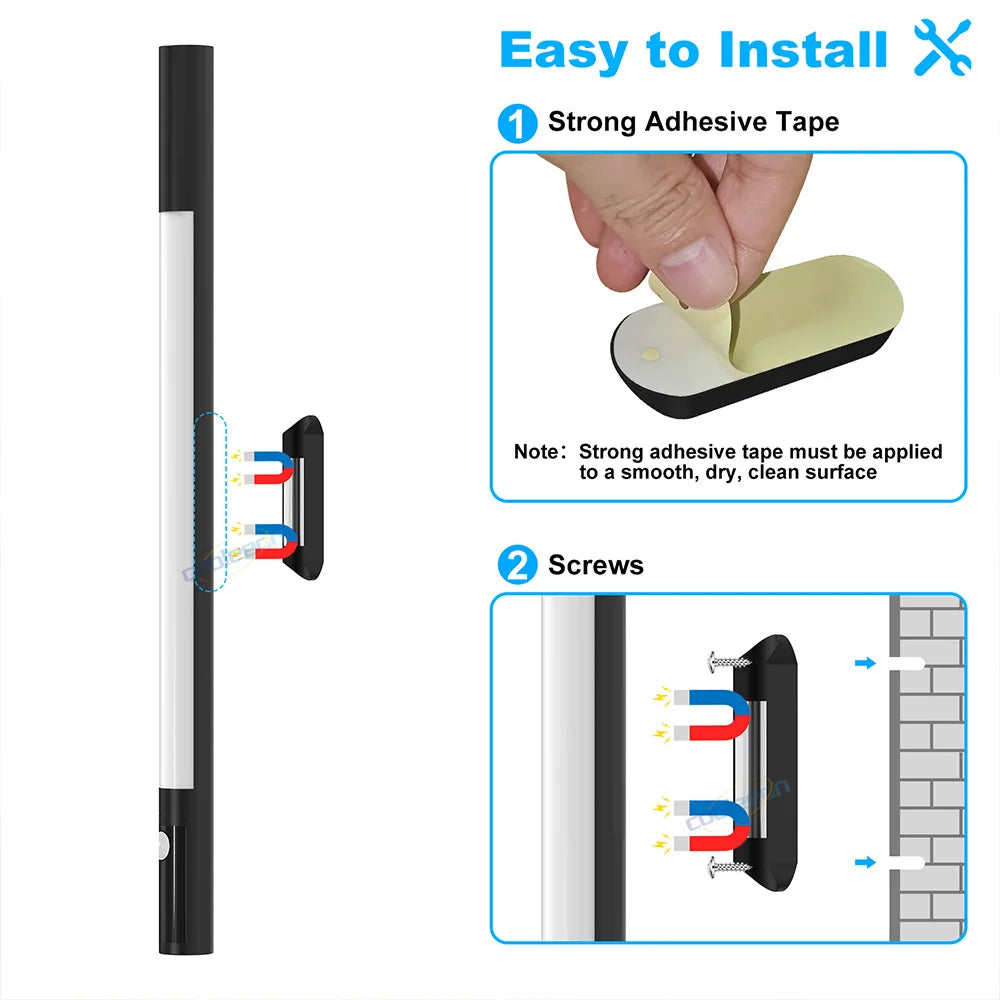 Lampe LED Détecteur de Mouvement Sous Armoires Écran Numérique Réglable