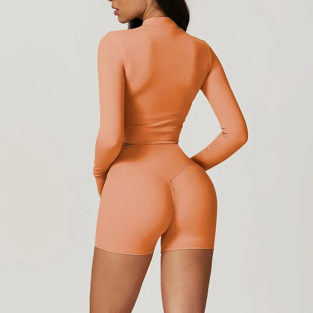 Ensemble Yoga Femme Bleu Ciel 3 Pièces Short Taille Haute Soutien Gorge