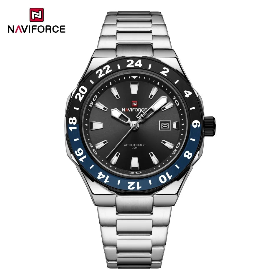 Naviforce Montre Homme Luxe Sport Quartz Horloge Calendrier Lumineux Étanche En Acier Inoxydable by LSDLBoutique.ch