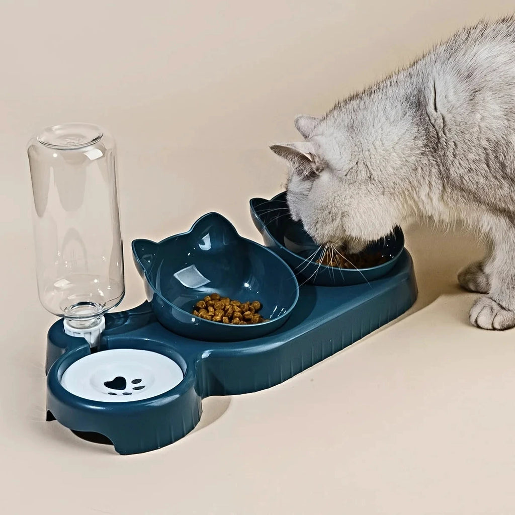 Gamelle 3 En 1 Pour Chat Avec Distributeur D Eau Bols Inclinés Antidérapants Pour Alimentation Complète by LSDLBoutique