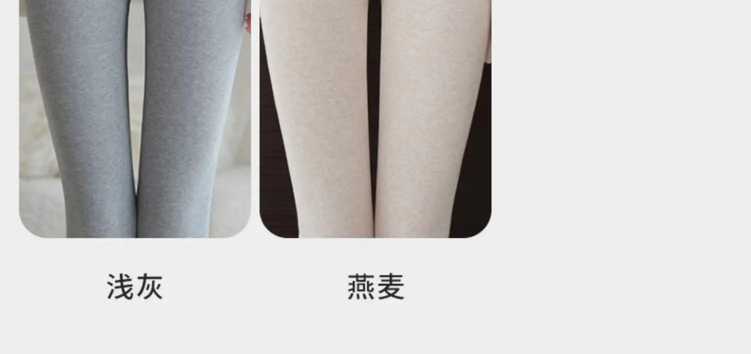 Leggings Femme Coton Spandex Polaire Gris Taille Haute