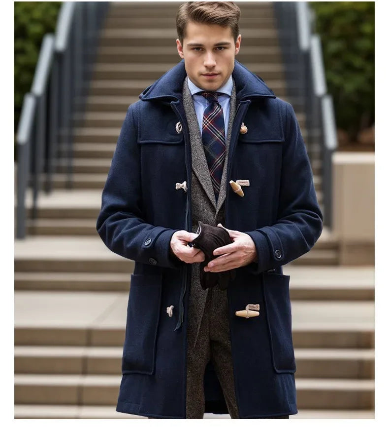 Pardessus en Duvet D'Oie Épais Boutons en Corne Long Nordique