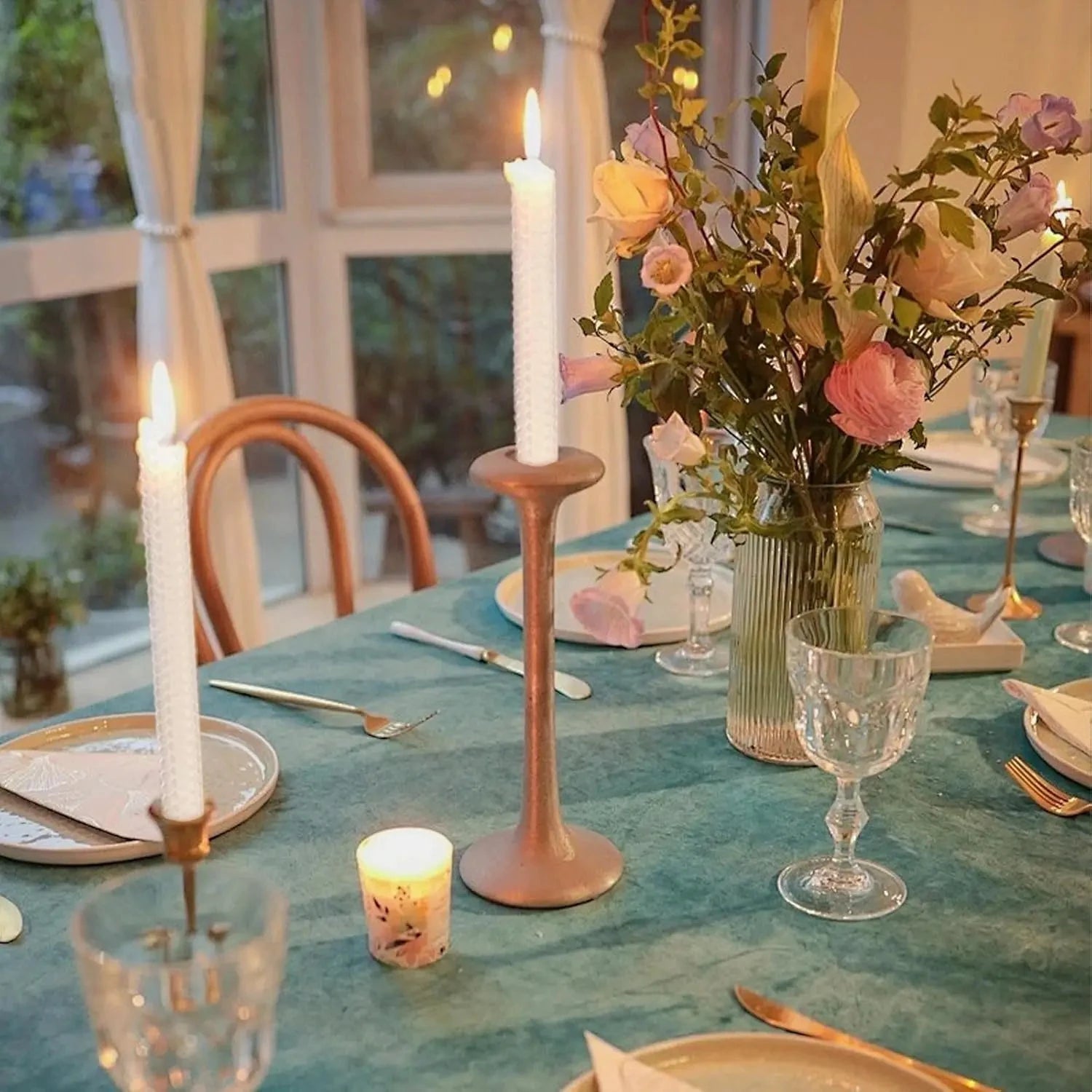 Bougies Coniques Cire d’Abeille Nid d’Abeille Beige Fait Main