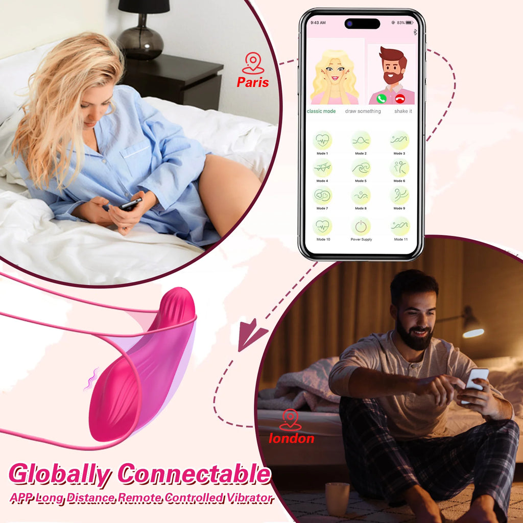 Vibromasseur Papillon Portable Télécommande Via Application Contrôle À Distance Pour Clitoris Et Point G Solo Ou À Deux by LSDLBoutique