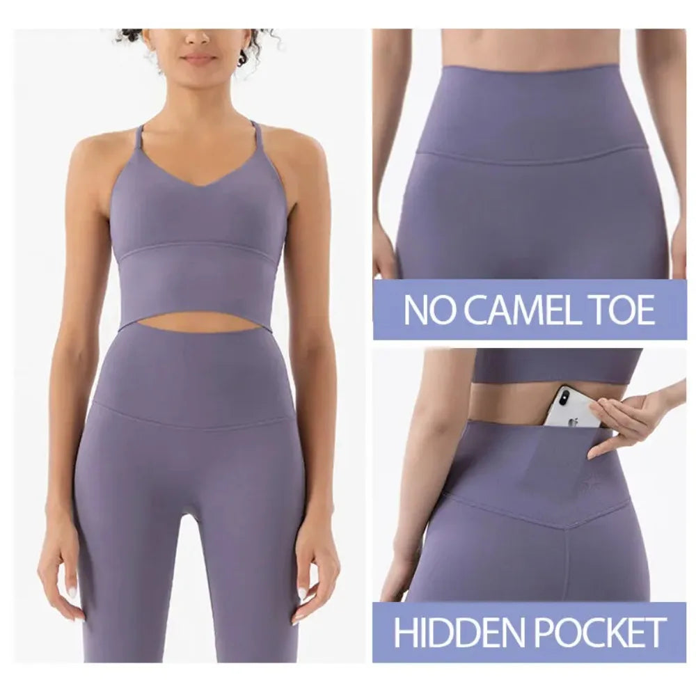 Naked Feeling Ensemble Sport Sans Couture Bleu Femme