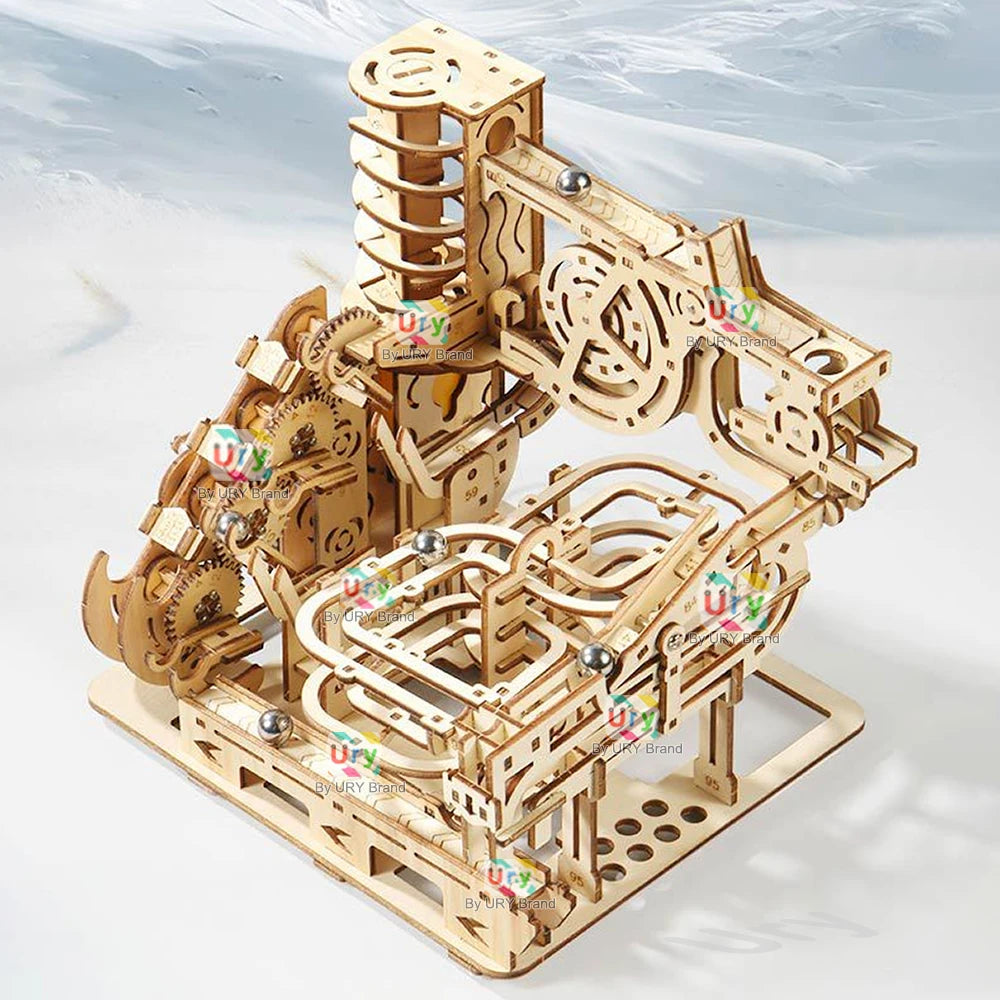 Ury – puzzle 3D en bois, dispositif de piste de catapulte électrique, ensemble de course en marbre, modèle mécanique, labyrinthe scientifique, assemblage de 7 boules, cadeau pour enfants by LSDLBoutique.ch