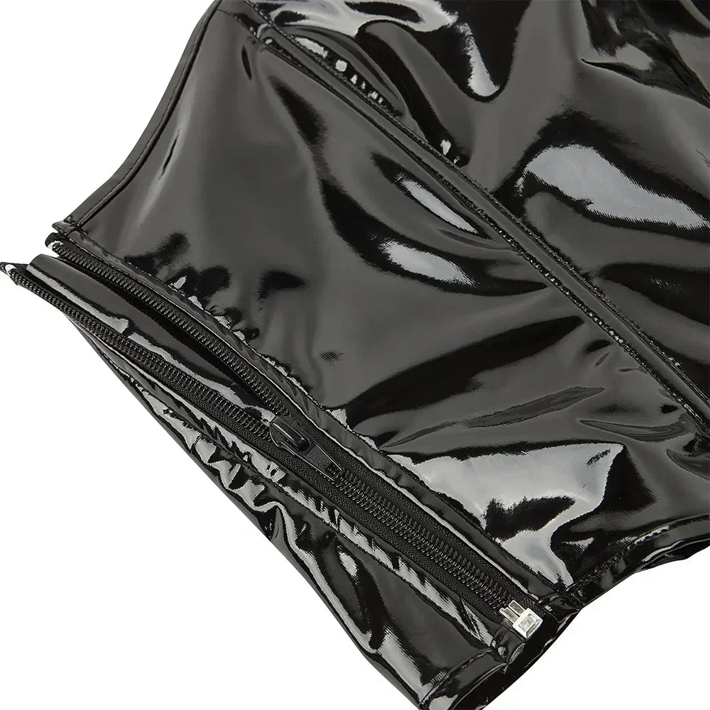 Glossy PVC faux leather corset with side zip – Noor