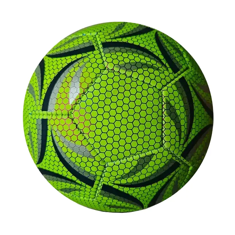 Ballon de football brillant taille 5 vert néon, surface hexagonale, LSDLBoutique