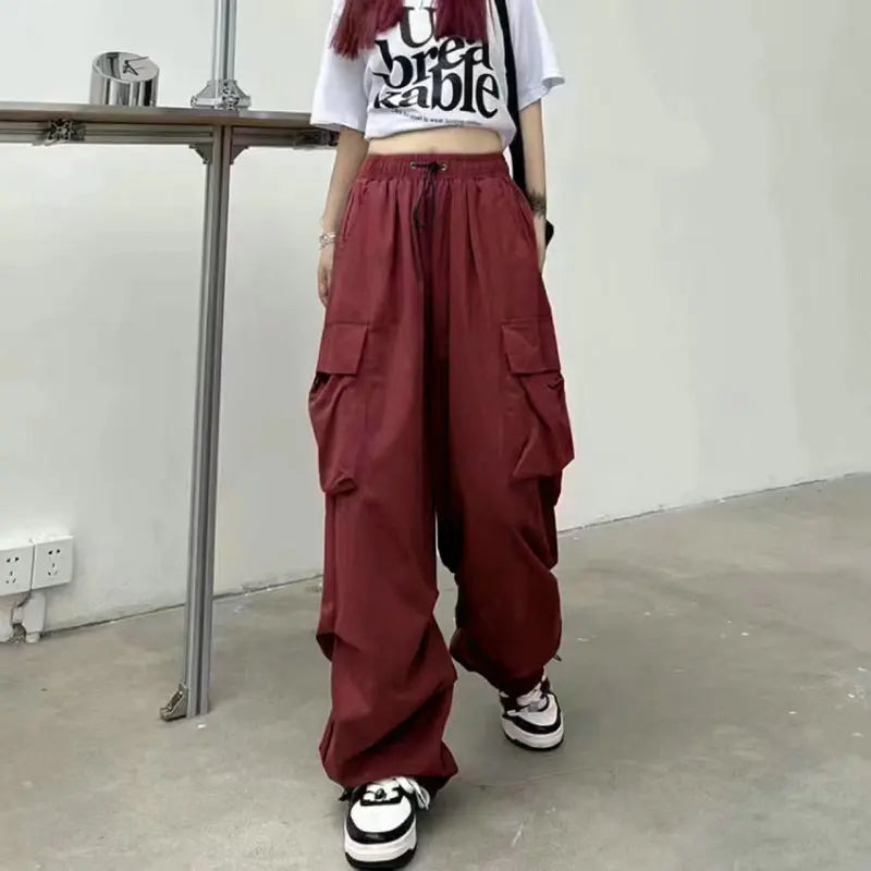 Pantalon Cargo Femme Harajuku Baggy Taille Élastique Beysaurt