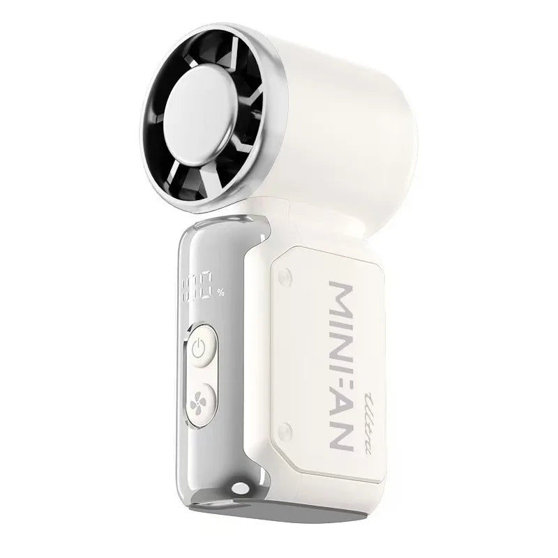 Ventilateur portable Turbo Mini LSDLBoutique, petit blanc avec tête ronde et boutons de contrôle