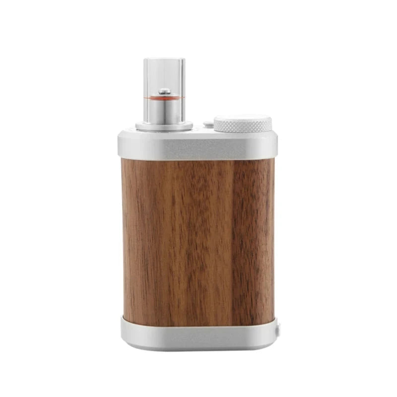 Vaporisateur TinyMight 2 d'herbes sèches, corps bois avec capot métallique argenté, portable