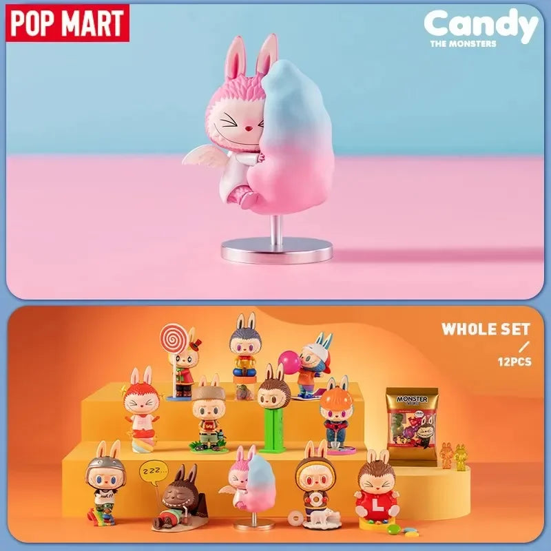 Pop Mart Labubu Figurine Monstres Bonbons PVC Rose Bleu