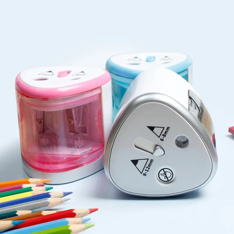 Electric pencil sharpener with dual holes 6-8 mm and 9-12 mm