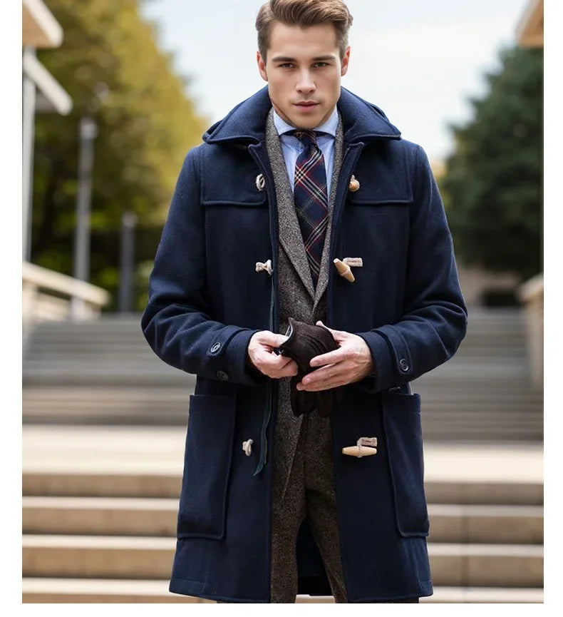 Pardessus en Duvet D'Oie Épais Boutons en Corne Long Nordique