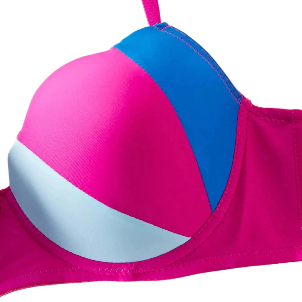 Maillot de bain bikini push-up Two-Tone, ensemble deux pièces rose fuchsia et bleu, LSDLBoutique