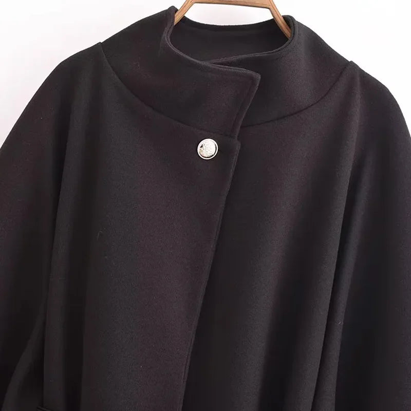 HXAO Cape Manteau Oversize Noire à Manches Larges Évasées