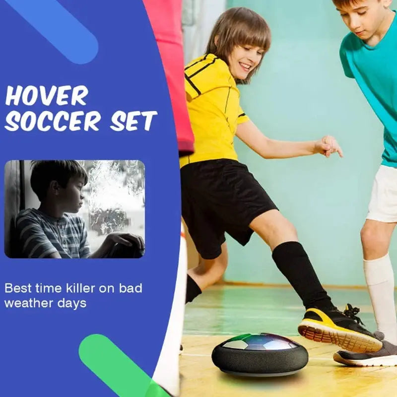 Ballon de football hover électrique pour enfants, jouet flottant d'intérieur/extérieur, noir avec surface colorée