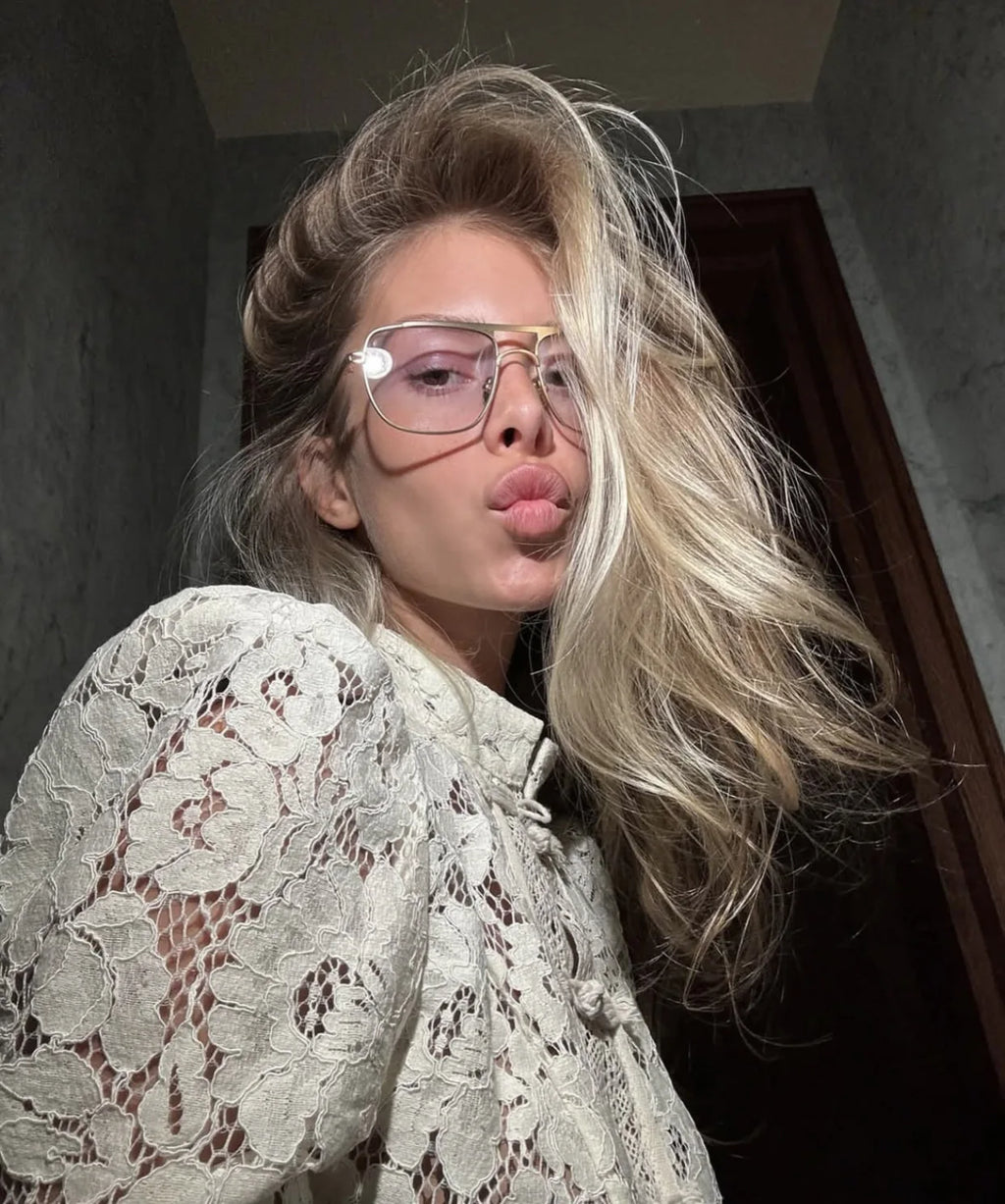 Tossy Chemise Dentelle Imprimée Transparente Écru Manches Longues