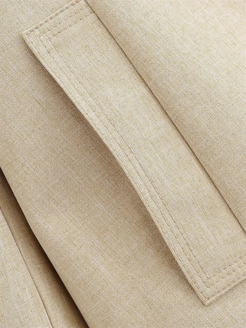 Guobioziy Veste Khaki Col Montant Napoléon Boutons