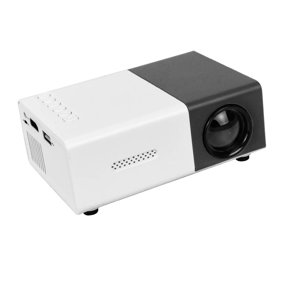 Mini projecteur LED portable Salange, boîtier blanc et gris en plastique, projecteur multimédia compact